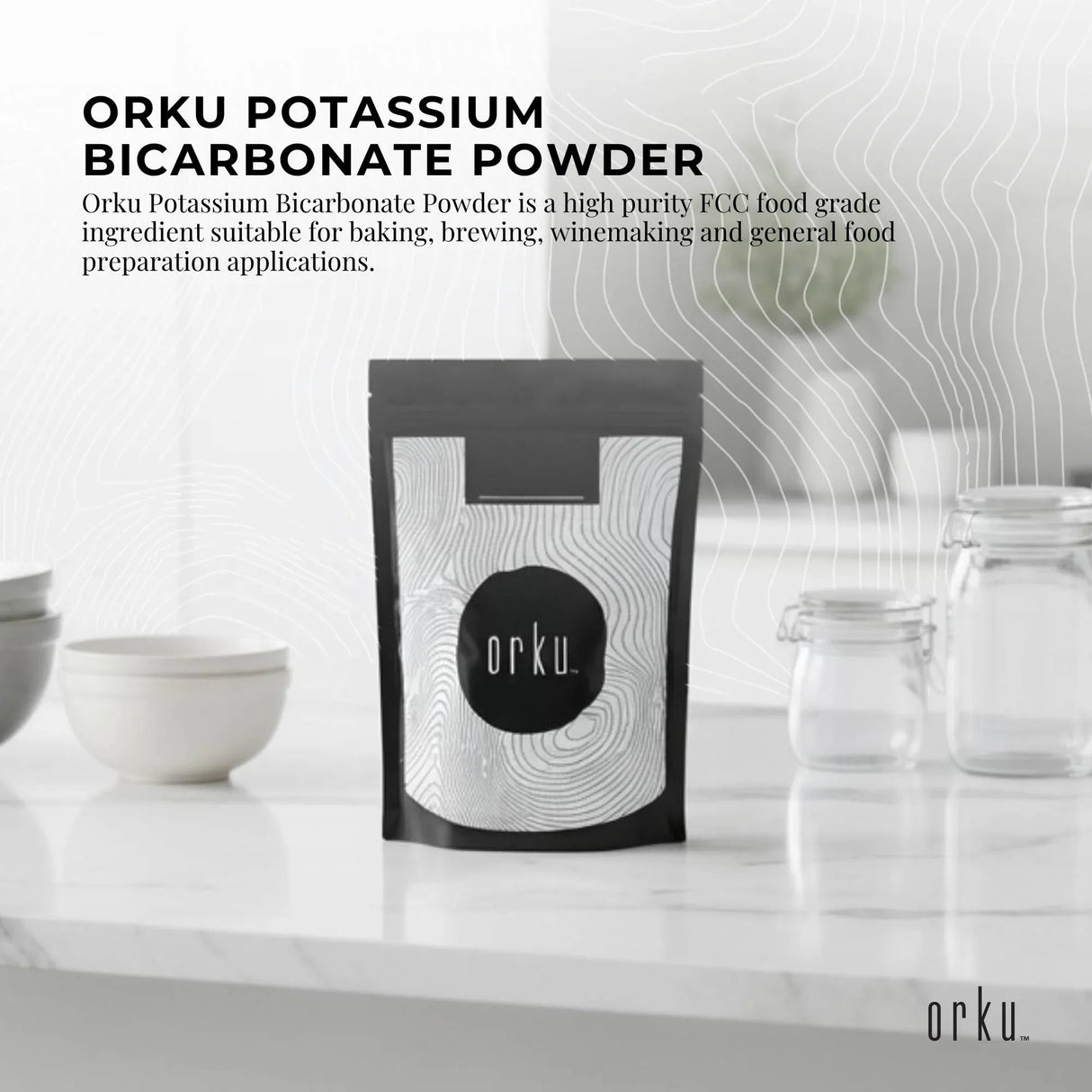 Orku 2Kg Potassium Bicarbonate Powder - Food Grade Pure FCC Brewing Baking