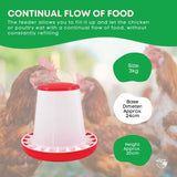 3Kg Automatic Chicken Feeder - Plastic Poultry Chook Hen Feeding Seed Bucket - 45-Degree Angle