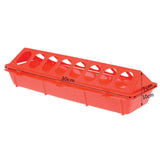 30cm Long Poultry Feeder Feeding Trough Chicken Chick Red Plastic Flip Top Container - Front View