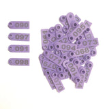 1-100 Cattle Number Ear Tags 5x2cm Purple Cow Sheep Pig Small Livestock Labels - Side View