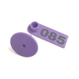 1-100 Cattle Number Ear Tags 5x2cm Purple Cow Sheep Pig Small Livestock Labels - Front View