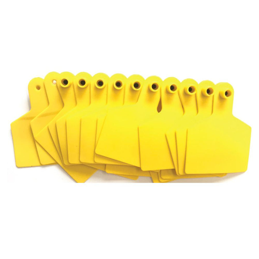 100 XL yellow blank cattle ear tags with copper pin buttons, copper pin button