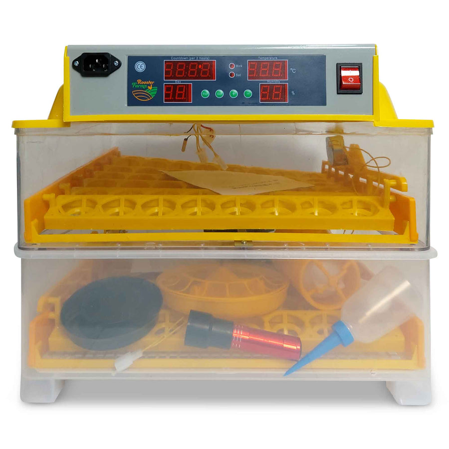 Rooster Farms Electric 112 Egg Incubator + Accessories for Chicken Quail Duck