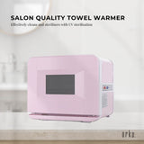 Compact Pink UV Electric Towel Warmer and Steriliser Cabinet - 8L Sanitising Hot Heater - Front View