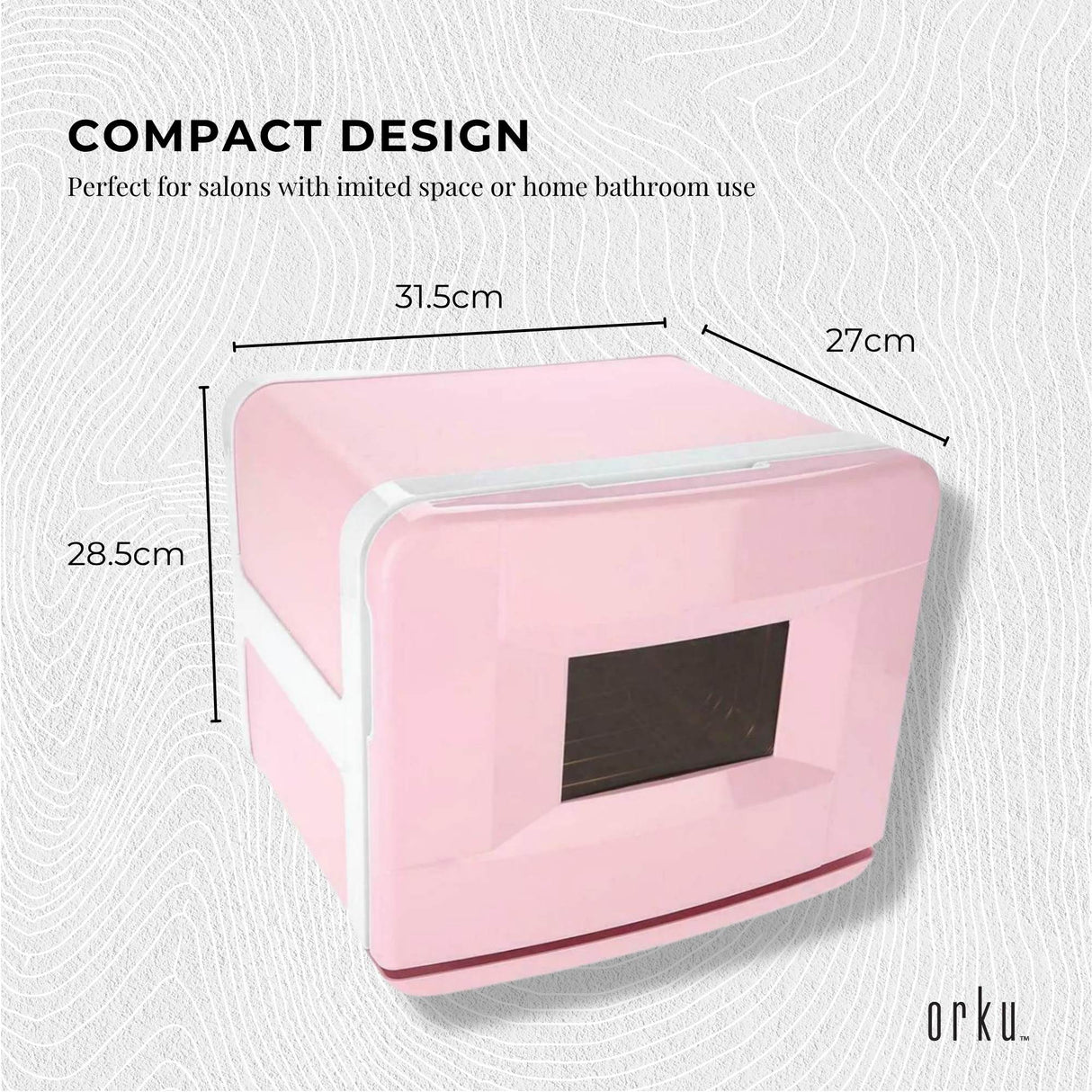 Compact Pink UV Electric Towel Warmer and Steriliser Cabinet - 8L Sanitising Hot Heater