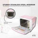 Compact Pink UV Electric Towel Warmer and Steriliser Cabinet - 8L Sanitising Hot Heater - Top-Down View