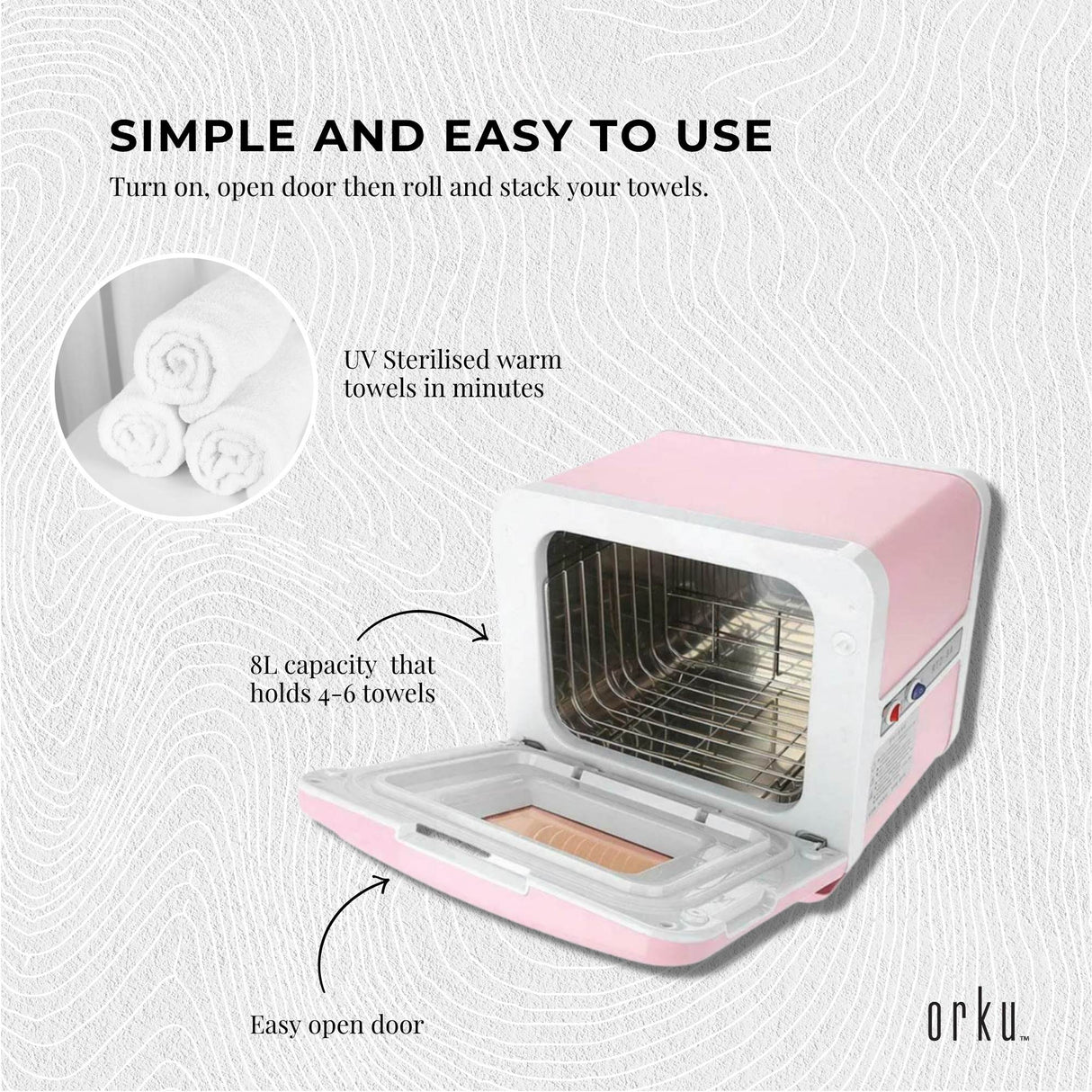 Compact Pink UV Electric Towel Warmer and Steriliser Cabinet - 8L Sanitising Hot Heater