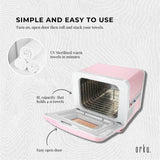 Compact Pink UV Electric Towel Warmer and Steriliser Cabinet - 8L Sanitising Hot Heater - 45-Degree Angle