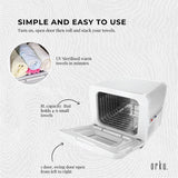 8L White Electric Towel Warmer UV Steriliser Cabinet Small Hot Heater Sanitiser - 45-Degree Angle