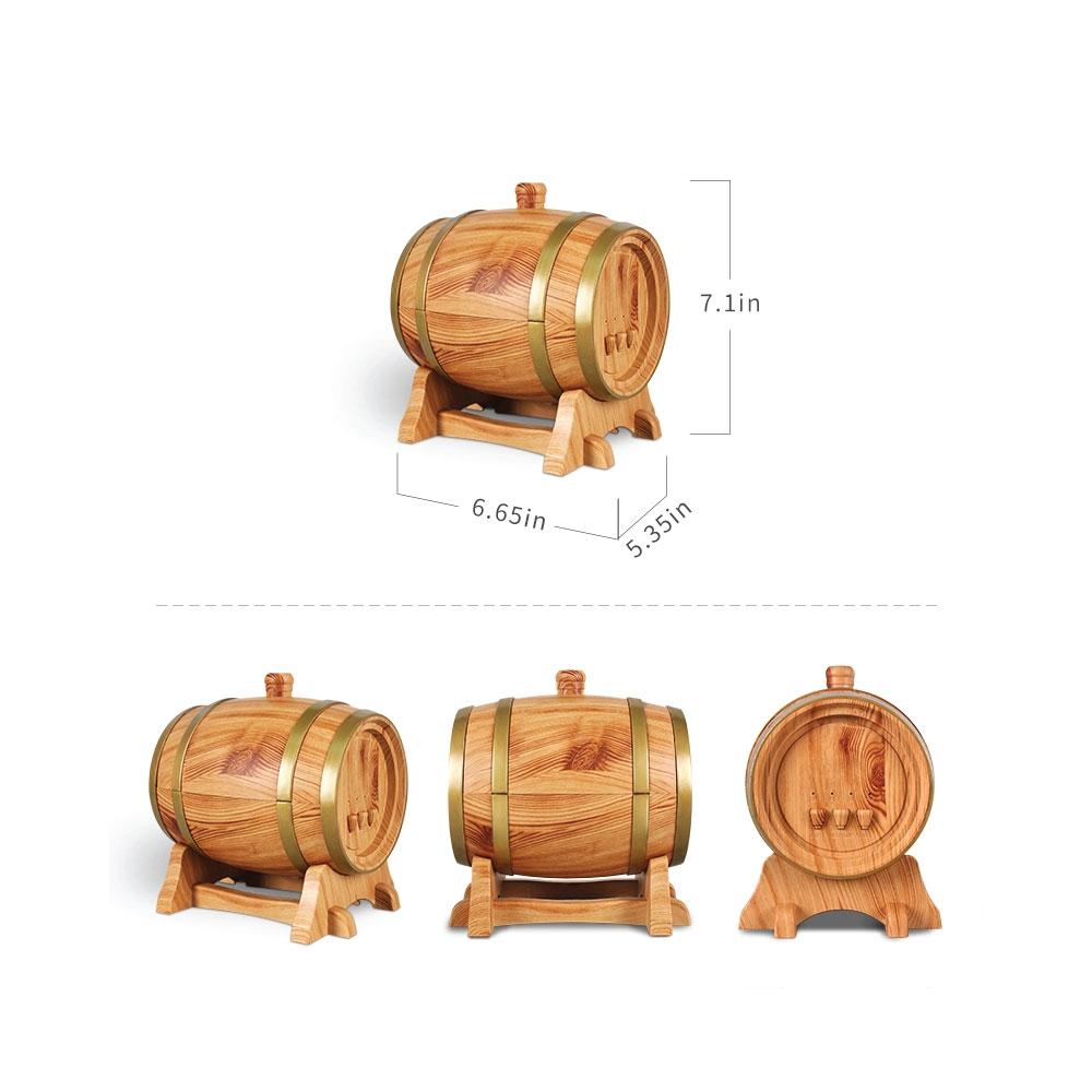 Wooden Barrel Ultrasonic Aroma Diffuser - 350ml Essential Oil Humidifier with LED Lights
