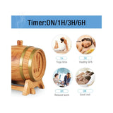 Wooden Barrel Ultrasonic Aroma Diffuser - 350ml Essential Oil Humidifier with LED Lights - Top-Down View