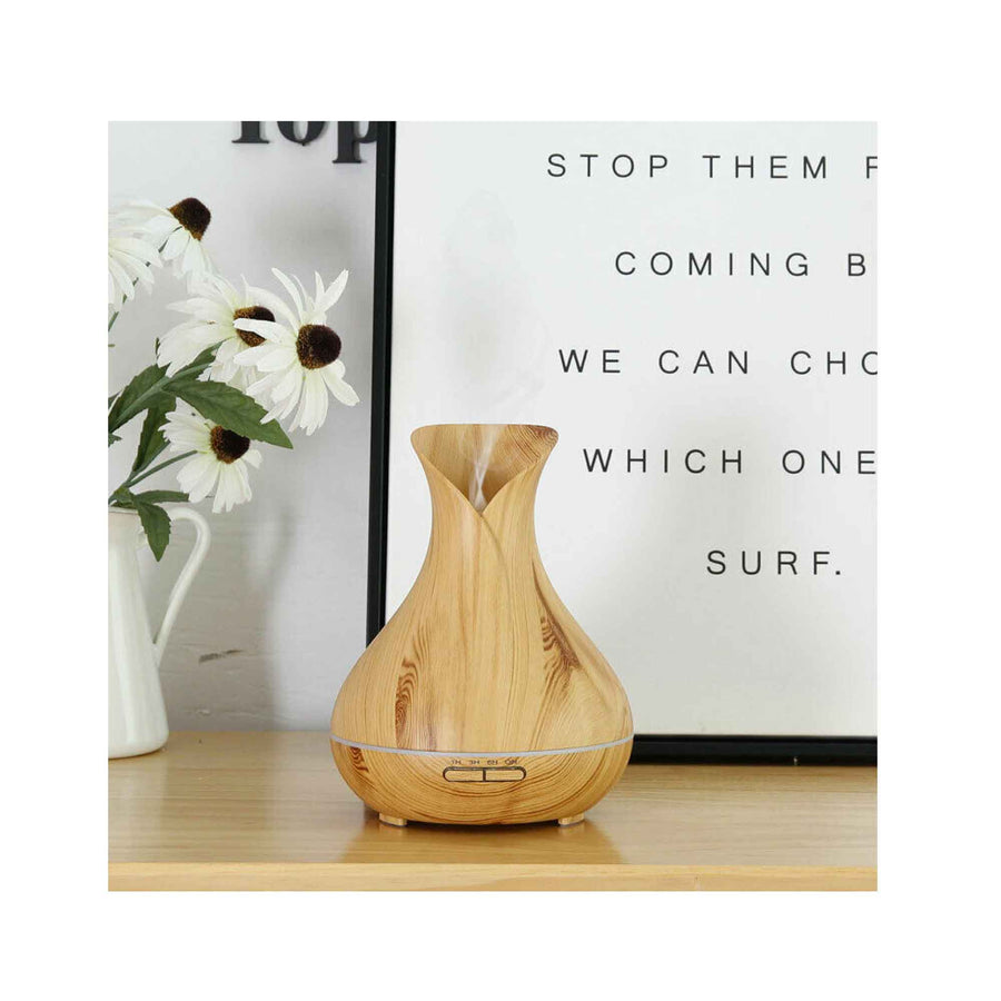 Essential Oil Aroma Diffuser Tulip Light Wood -Ultrasonic Mist Humidifier, image 3