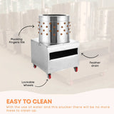 Rooster Farms 50cm Chicken Feather Plucker Electric Poultry Defeathering Machine - 45-Degree Angle