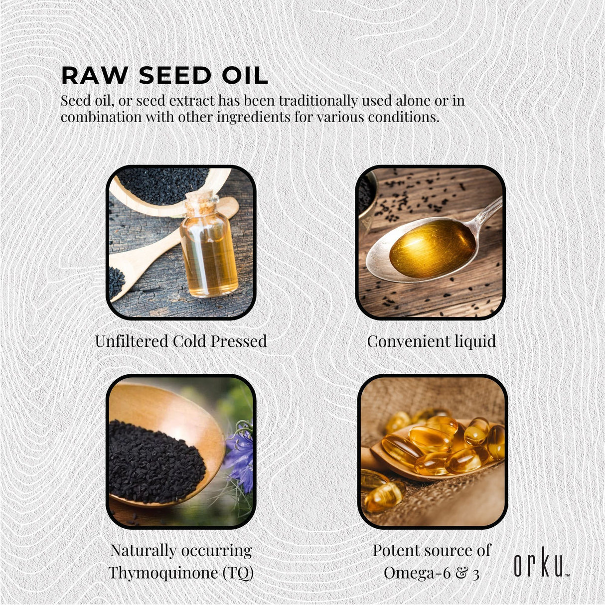 Orku 25ml Pure Black Seed Oil Cold Pressed 100% Ethiopian Nigella Sativa Cumin