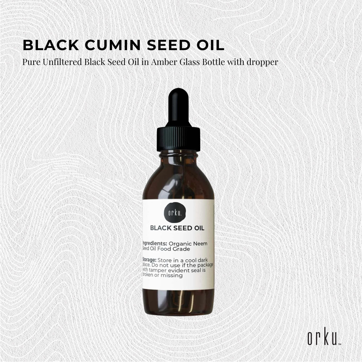 Orku 25ml Pure Black Seed Oil Cold Pressed 100% Ethiopian Nigella Sativa Cumin
