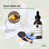 Orku 25ml Pure Black Seed Oil Cold Pressed 100% Ethiopian Nigella Sativa Cumin - Top-Down View