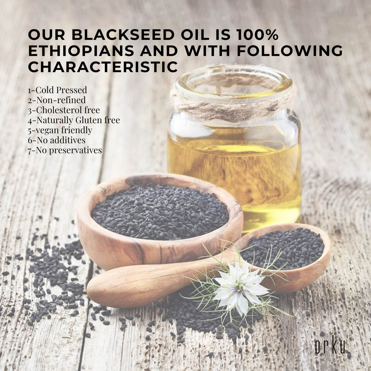 Orku 5L Pure Black Seed Oil Cold Pressed 100% Ethiopian Nigella Sativa Cumin