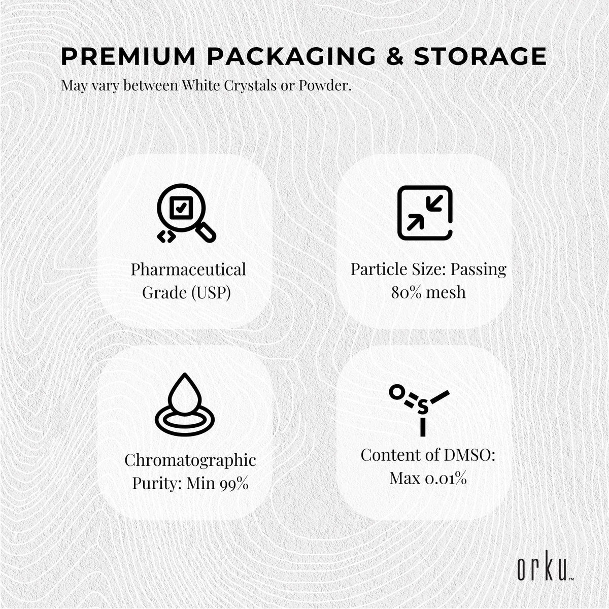 Orku 100g MSM Powder or Crystals - 99.9% Pure USP Grade Methylsulfonylmethane