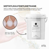 Orku 800g MSM Powder or Crystals Tub - 99.9% Pure USP Grade Methylsulfonylmethane - Top-Down View