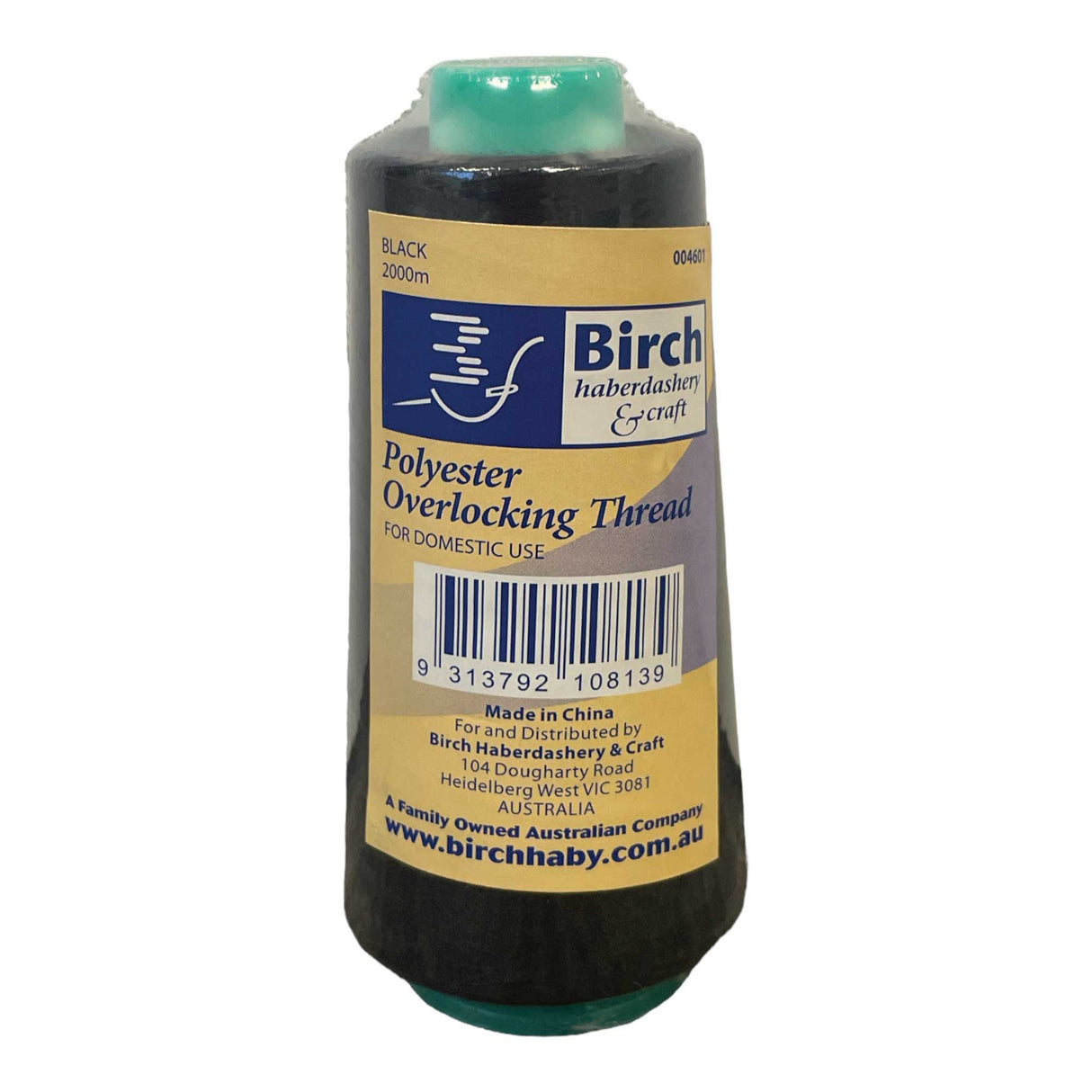 2000m Black Birch Polyester Overlocking Thread Cone Spool for Sewing