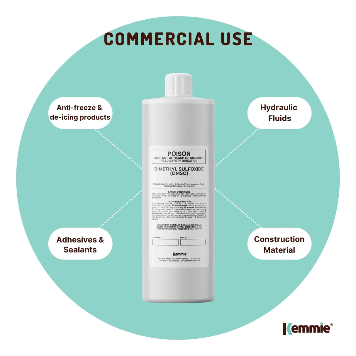 Kemmie 1L DMSO Liquid 99.9% Pure - High Purity Dimethyl Sulfoxide Solvent