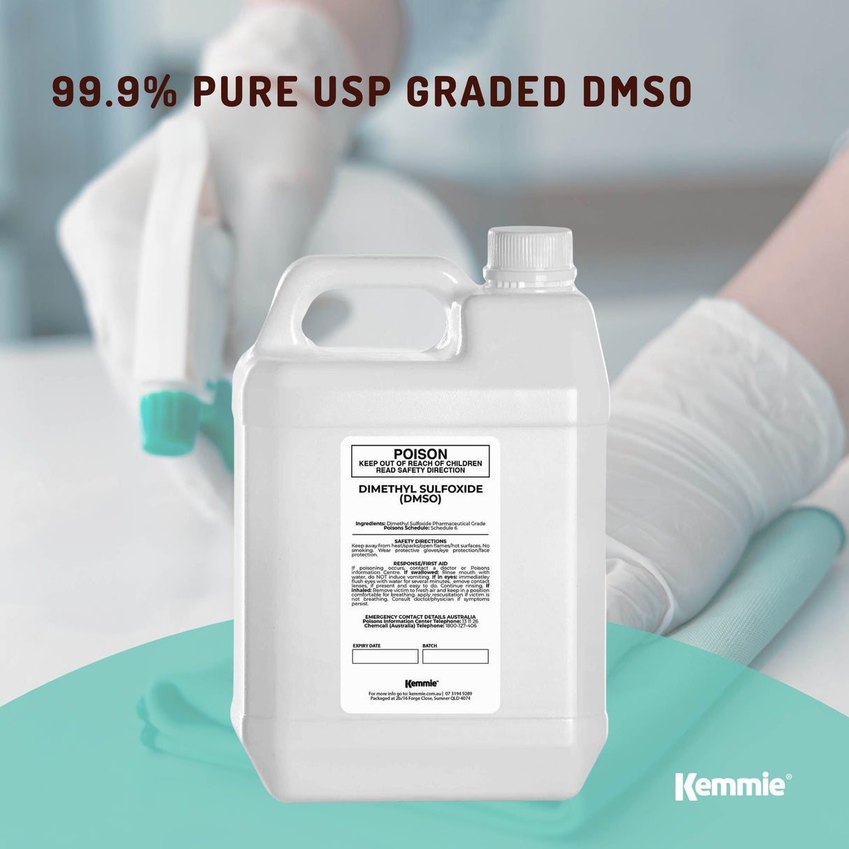Kemmie 5L DMSO Liquid 99.9% Pure -  USP Grade Dimethyl Sulfoxide Solvent Bulk
