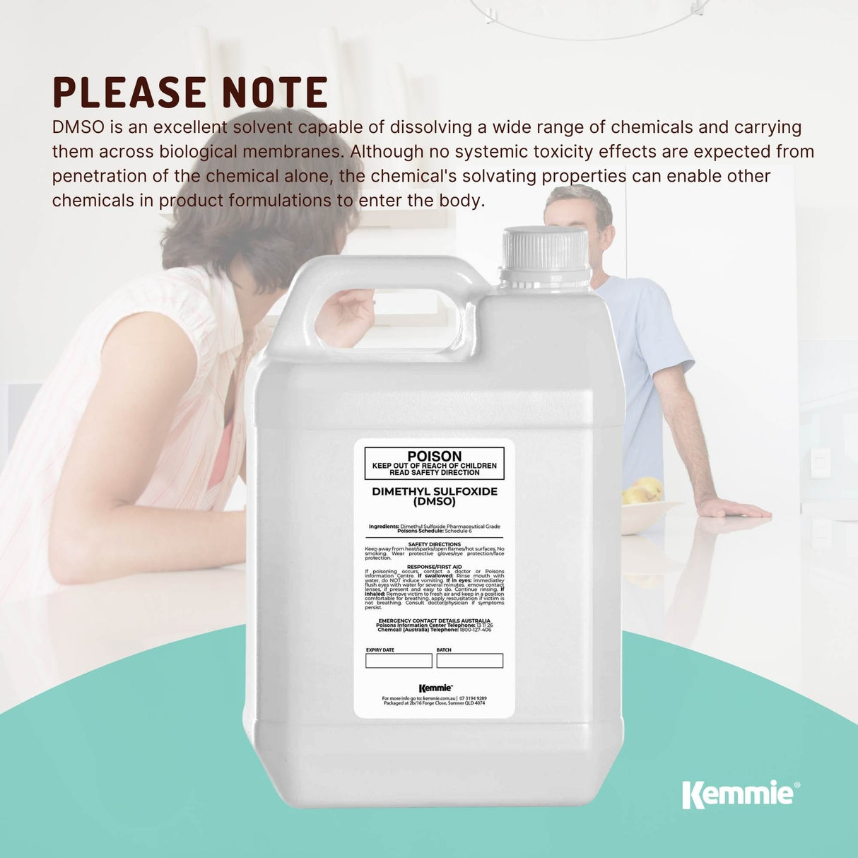 Kemmie 5L DMSO Liquid 99.9% Pure -  USP Grade Dimethyl Sulfoxide Solvent Bulk