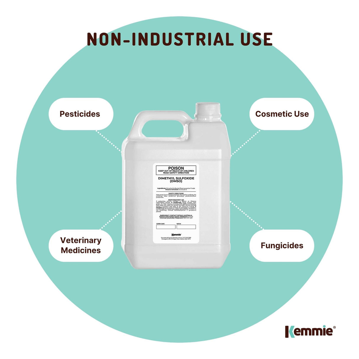 Kemmie 5L DMSO Liquid 99.9% Pure -  USP Grade Dimethyl Sulfoxide Solvent Bulk