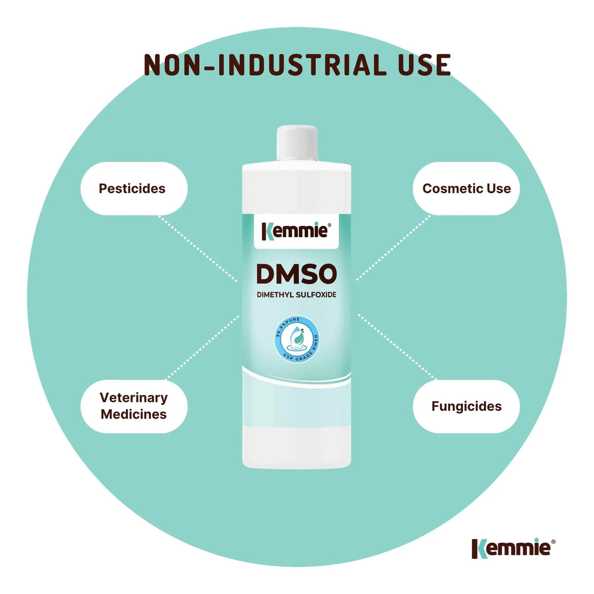Kemmie 500ml DMSO Liquid 99.9% Pure -  USP Grade Dimethyl Sulfoxide Solvent