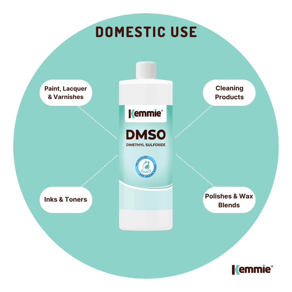 Kemmie 500ml DMSO Liquid 99.9% Pure -  USP Grade Dimethyl Sulfoxide Solvent