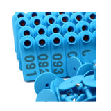 1-100 Cattle Number Ear Tags Set 5x2cm - Blue Small Cow Sheep Pig Livestock Label - Front View