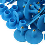 1-100 Cattle Number Ear Tags Set - Round Blue Pig Sheep Goat Livestock Labels - Side View
