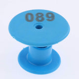 1-100 Cattle Number Ear Tags Set - Round Blue Pig Sheep Goat Livestock Labels - 45-Degree Angle