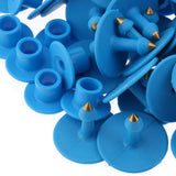 1-100 Cattle Number Ear Tags Set - Round Blue Pig Sheep Goat Livestock Labels - Side View