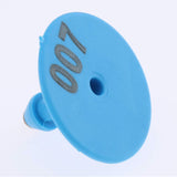 1-100 Cattle Number Ear Tags Set - Round Blue Pig Sheep Goat Livestock Labels - Top-Down View