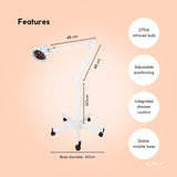Ellie & Ruby Infrared Heat Floor Lamp 275W Mobile Dimmable Home Salon Treatment - 45-Degree Angle
