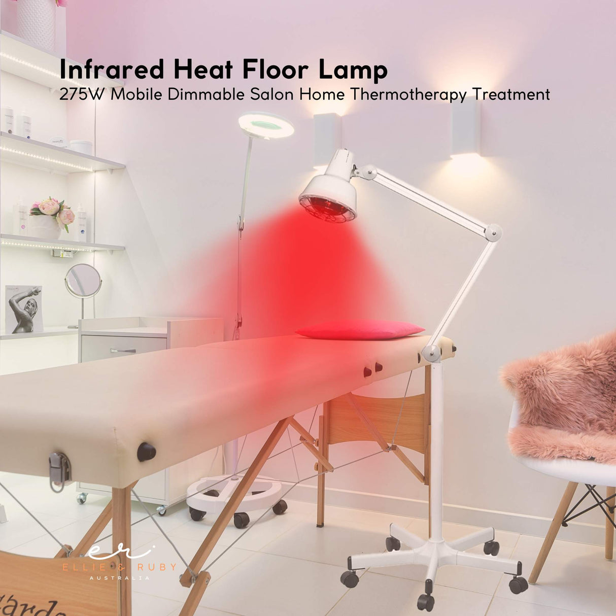 Ellie & Ruby Infrared Heat Floor Lamp 275W Mobile Dimmable Home Salon Treatment