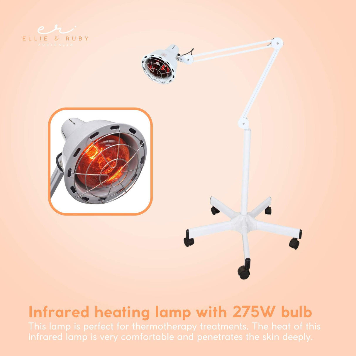 Ellie & Ruby Infrared Heat Floor Lamp 275W Mobile Dimmable Home Salon Treatment