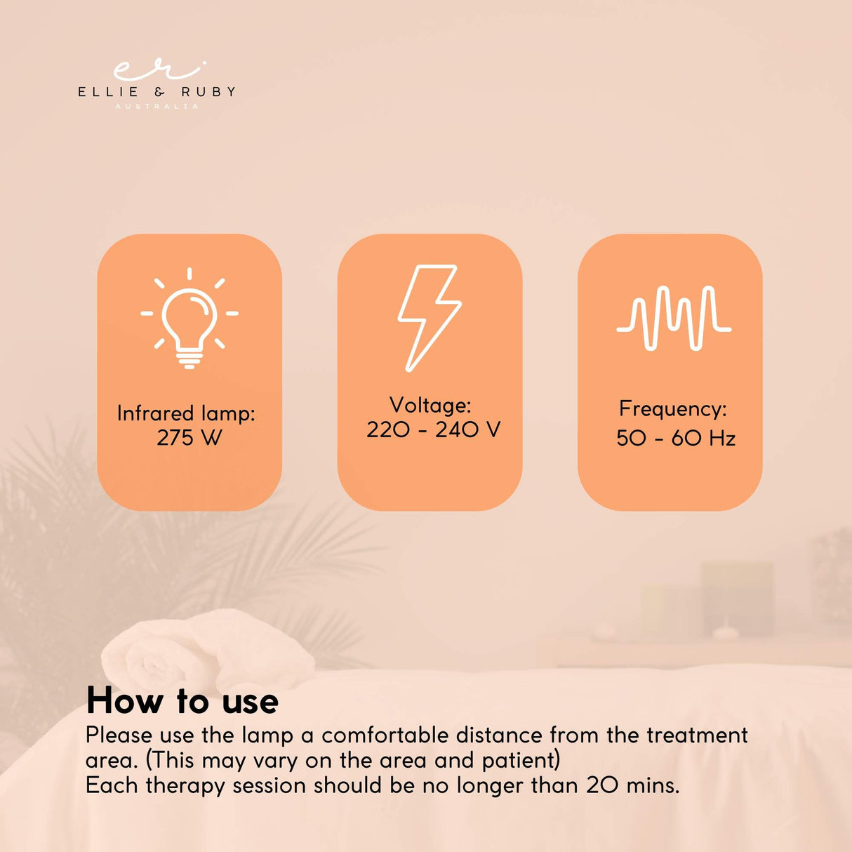 Ellie & Ruby Infrared Heat Floor Lamp 275W Mobile Dimmable Home Salon Treatment