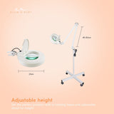 Ellie & Ruby 5x Magnifying Floor Lamp - Glass Lens Light and Wheeled Stand White - Side View