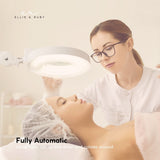 Ellie & Ruby 5x Magnifying Floor Lamp - Glass Lens Light and Wheeled Stand White - Close-Up Angle