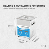 Orku 2L Digital Ultrasonic Cleaner Degas Jewellery Parts Cleaner - Top-Down View