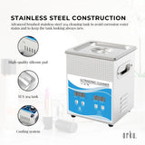 2L Digital Ultrasonic Cleaner for Jewelry and Delicate Items with Heating Function - 45-Degree Angle