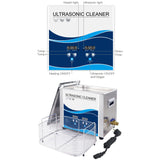 10L Digital Ultrasonic Cleaner for Jewelry and Parts - High Frequency Cleaning Bath - Low Angle