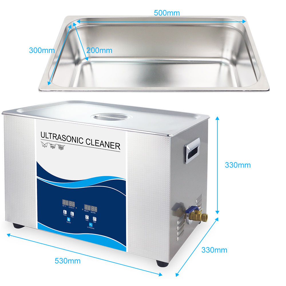30L Professional Digital Ultrasonic Cleaner for Jewelry and Delicate Items with Heating and Degas Functions