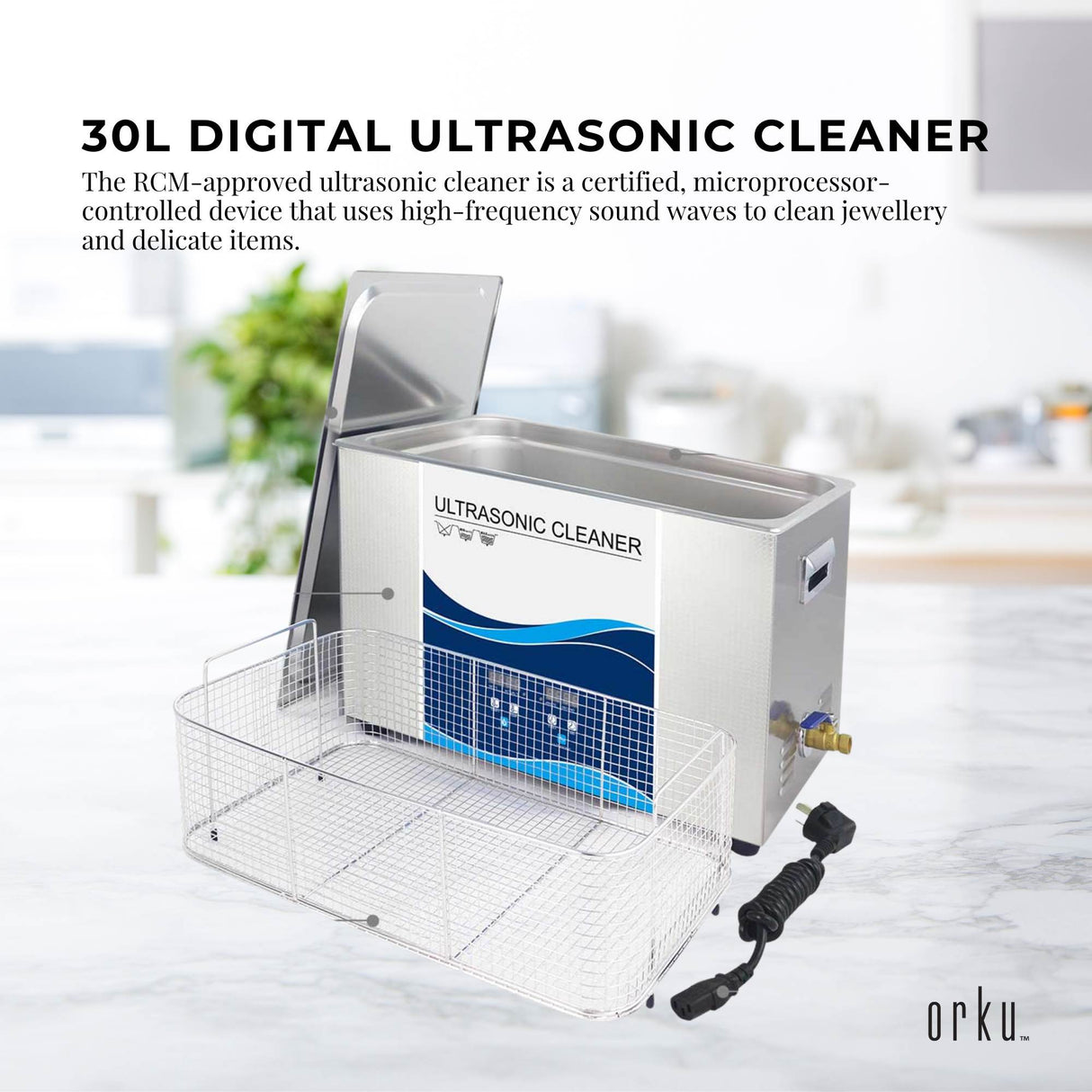30L Professional Digital Ultrasonic Cleaner for Jewelry and Delicate Items with Heating and Degas Functions