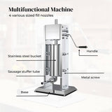 3L Professional Stainless Steel Manual Vertical Sausage Stuffer Machine - Close-Up Angle
