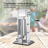 5L Stainless Steel Manual Vertical Sausage Stuffer - Durable Meat Filling Machine - 45-Degree Angle