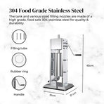 Kitchee 5L Manual Vertical Sausage Filler - Stainless Stuffer Meat Press Machine