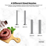 7L Stainless Steel Manual Vertical Sausage Stuffer Machine with Multiple Nozzles - Top-Down View